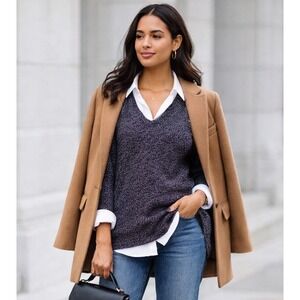 ALPS Knit Sweater Womens Large Purple V-Neck Lightweight Cotton Blend